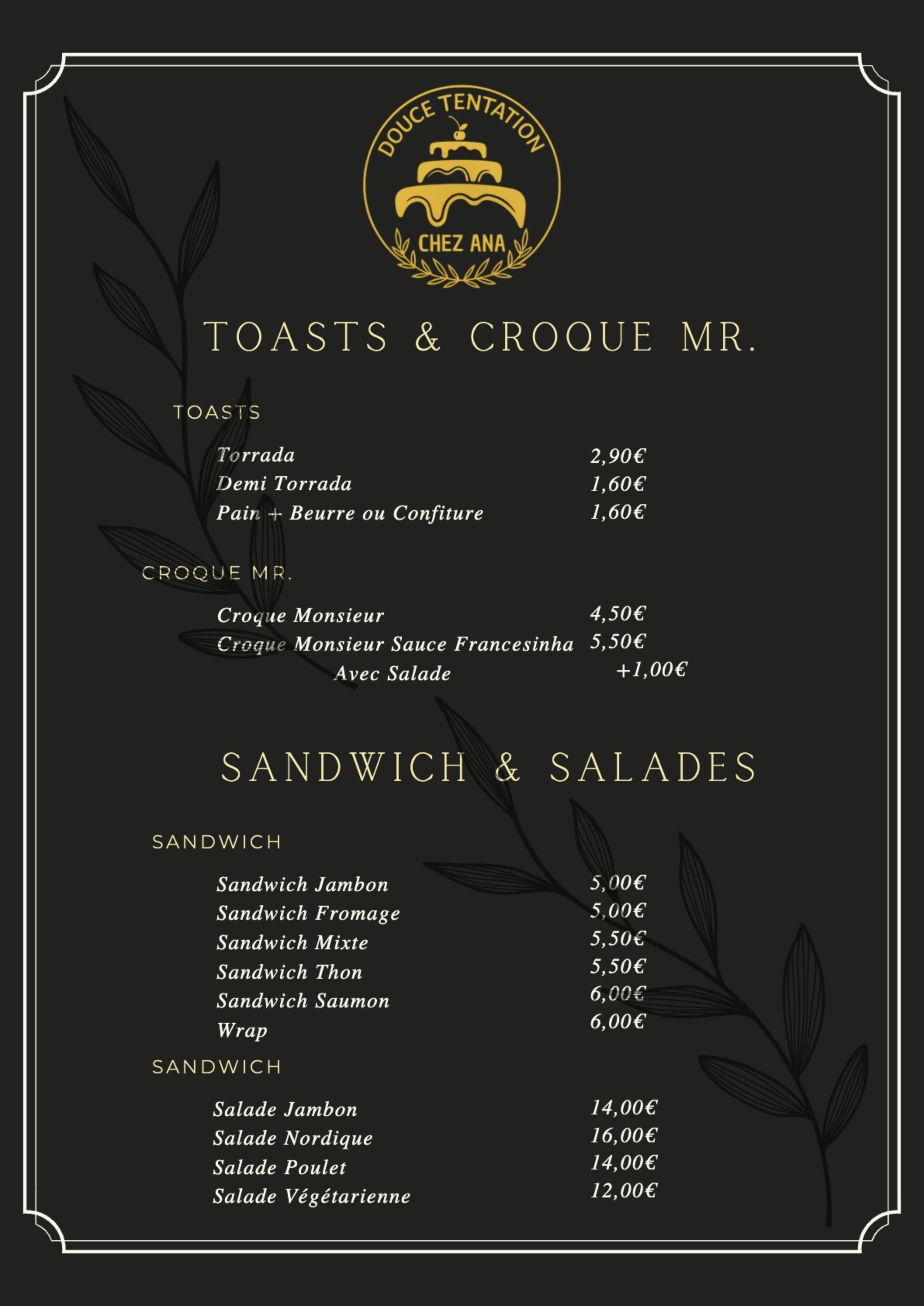 Menu Page 1